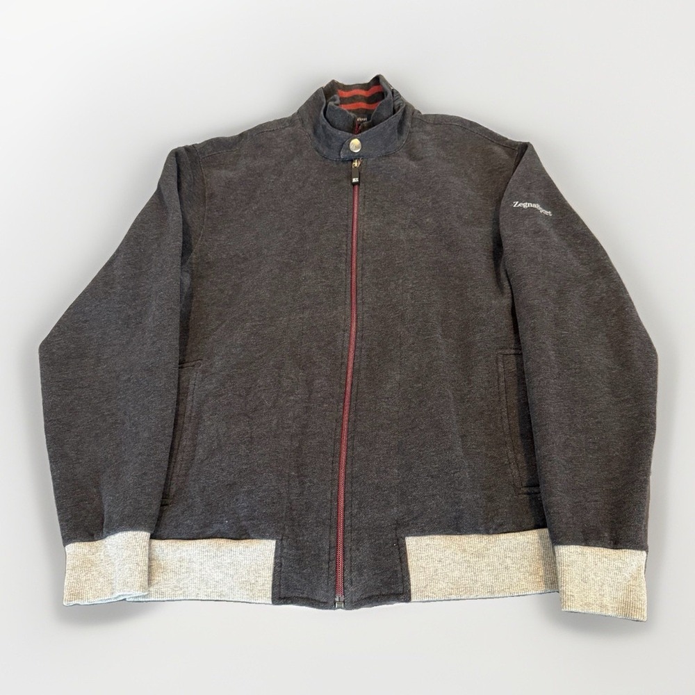 Zegna Sport Bomber Full Zip Jacket Gray Size Mens Large